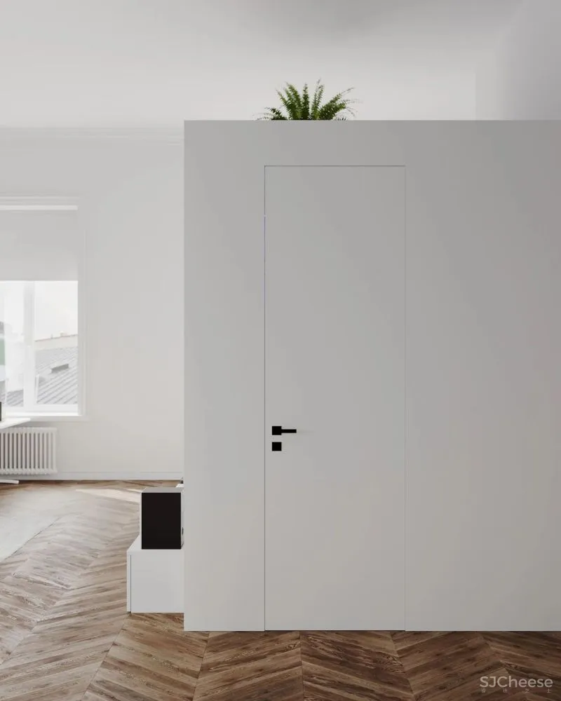 65㎡极简白的家，把卫生间放在“盒子”里，好看又显大！