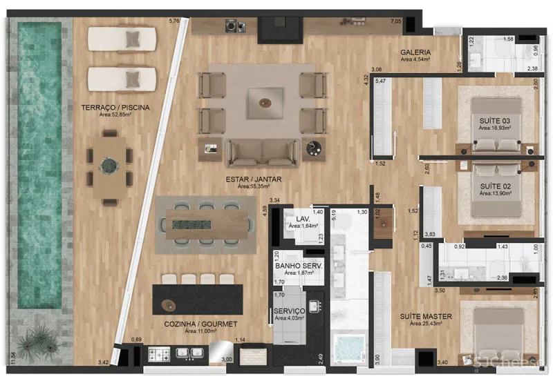 每个户型都有超大泳池,任何大平层跟它比都弱爆了!