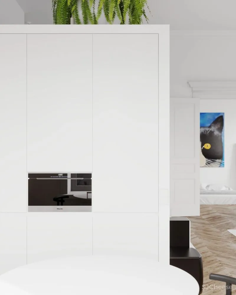 65㎡极简白的家，把卫生间放在“盒子”里，好看又显大！