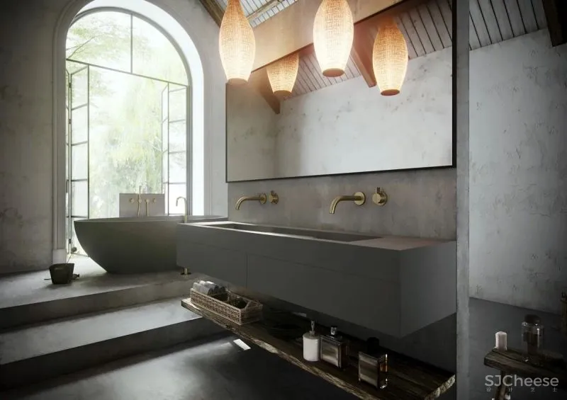 优雅自然风的浴室设计