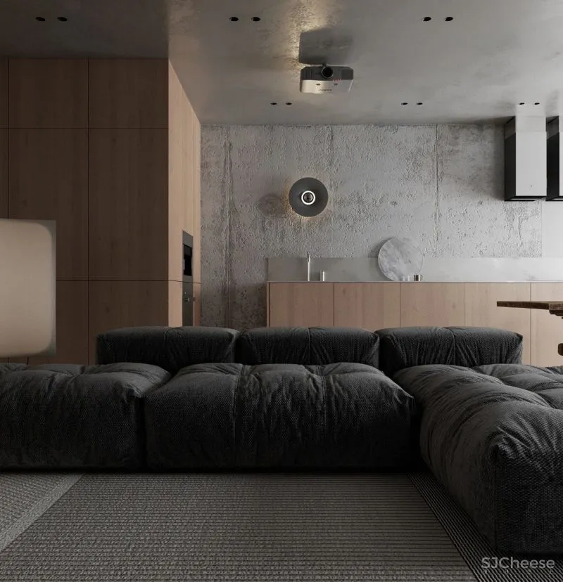 90㎡ 现代工业风,混凝土清漆这么用比大白墙更高级!