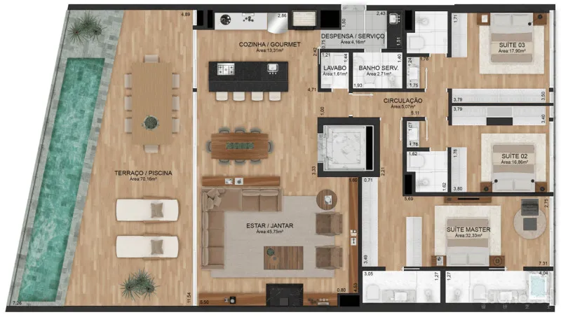 每个户型都有超大泳池,任何大平层跟它比都弱爆了!