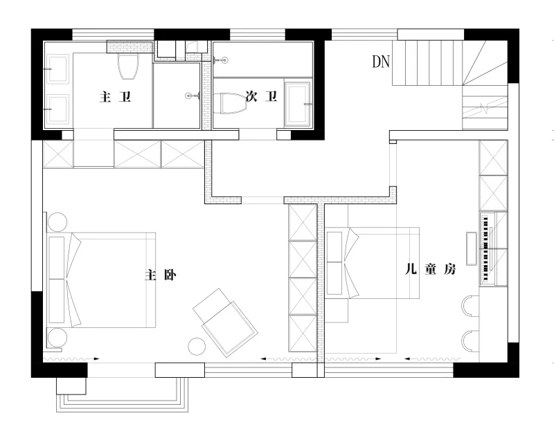 159㎡叠拼,经典黑白灰的至简之美 素图设计