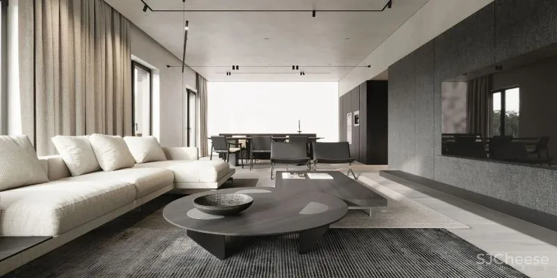 微水泥与木饰面,无限放大的高级感