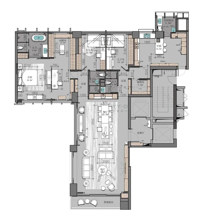 鸿艺源 深圳新天鹅堡 270m² 大平层设计,匿大美于无形,藏万象于天成!
