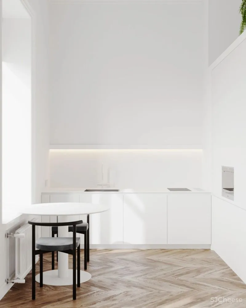 65㎡极简白的家，把卫生间放在“盒子”里，好看又显大！