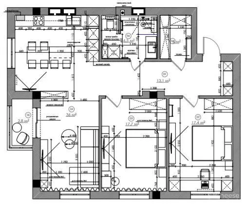 98.3㎡三居室,深色美宅!