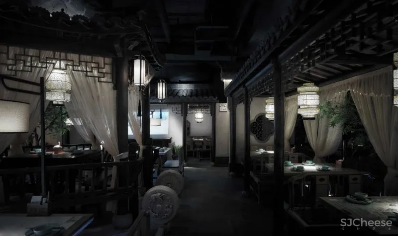 借鉴江南院落概念,引入徽派建筑意境