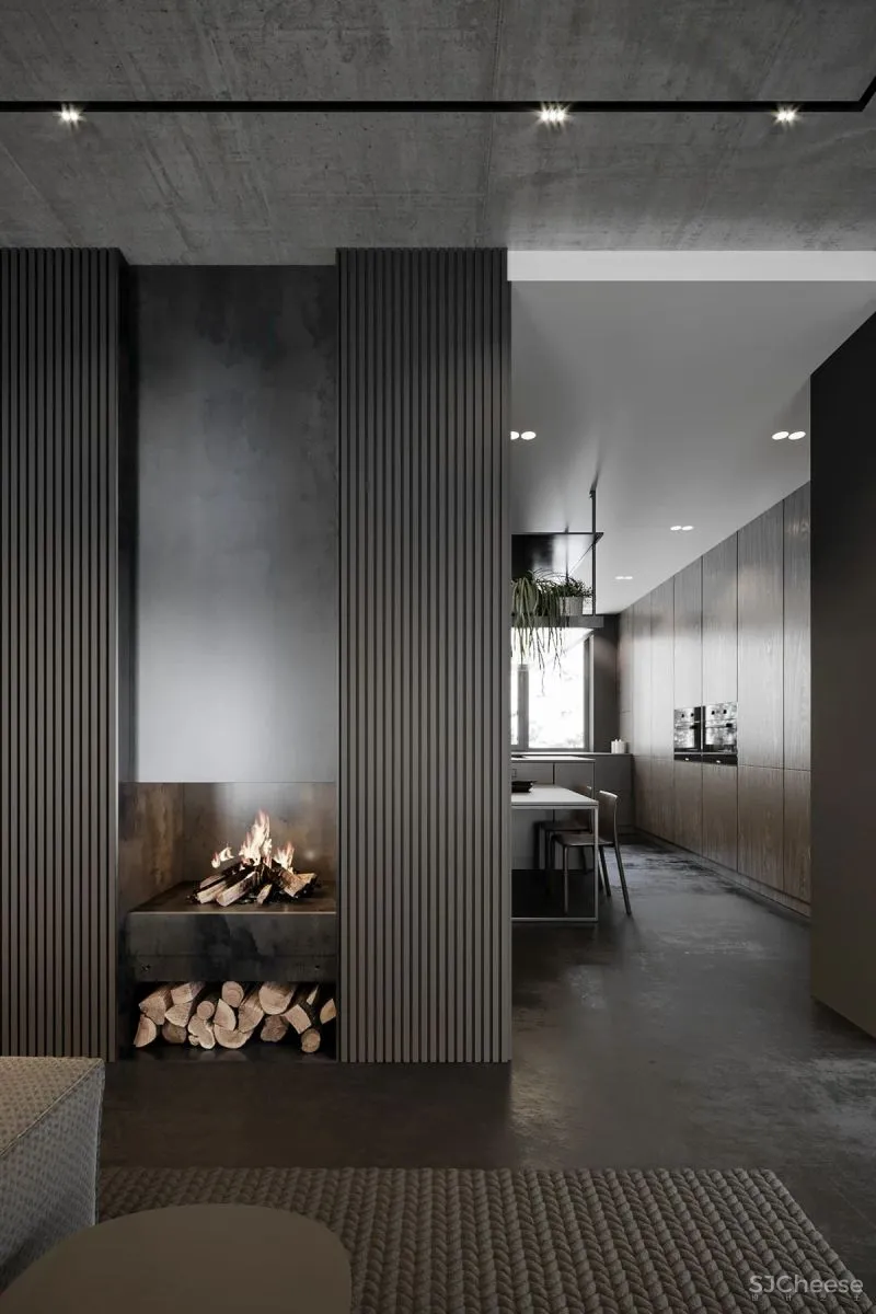 高级灰复式公寓,混凝土这么用简单又大气