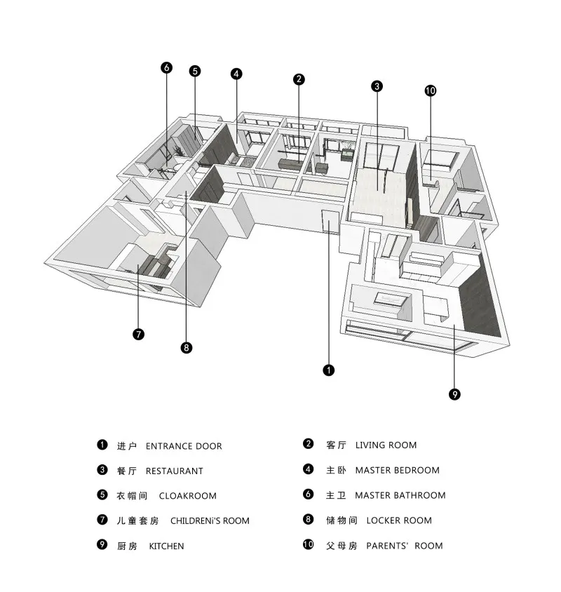 两户改一户,构造简致生活大平层︱辰佑设计