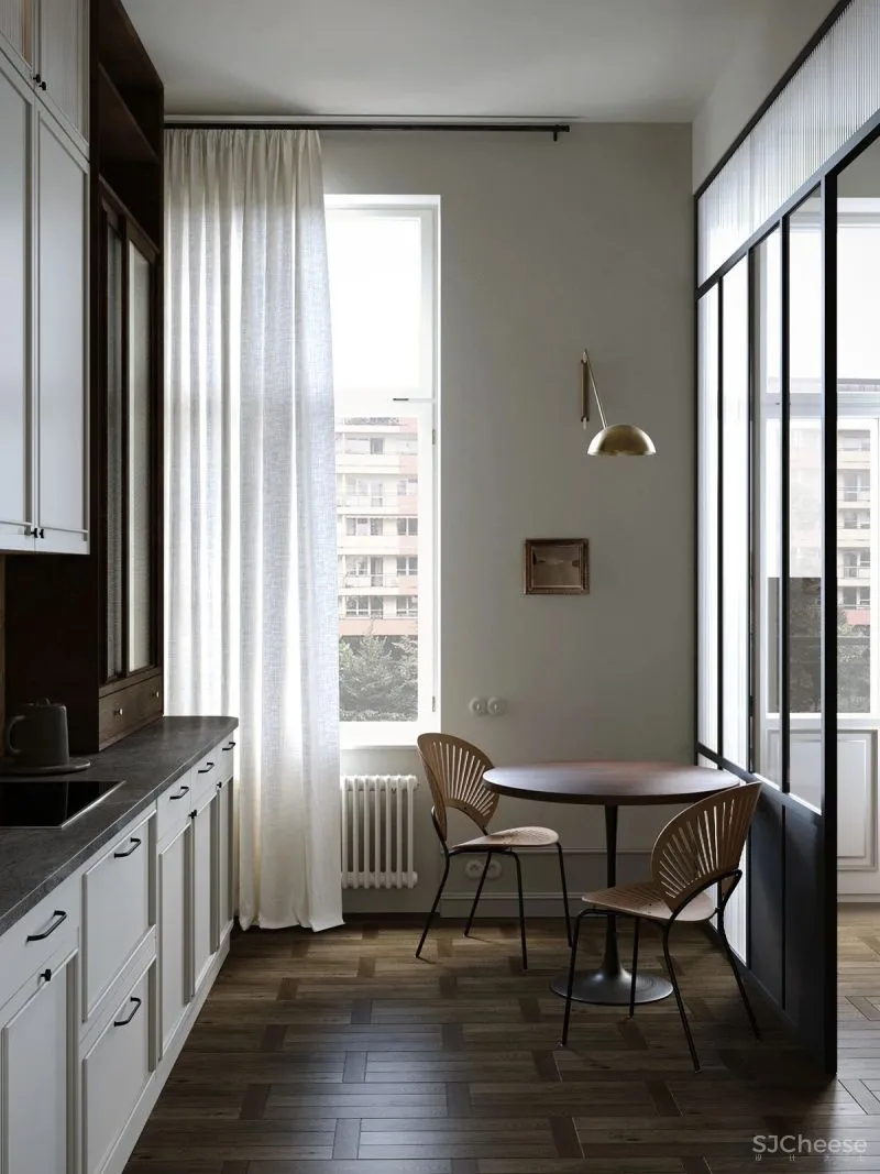 这是一间追求复古风的公寓,却恰到好处地加入了现代元素