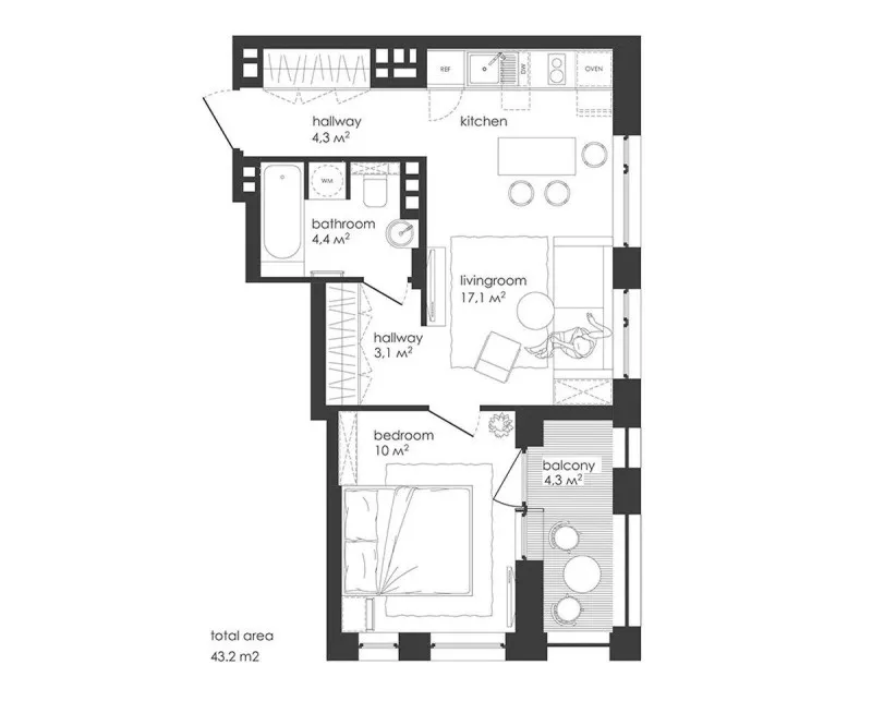 43㎡清新,年轻人最爱