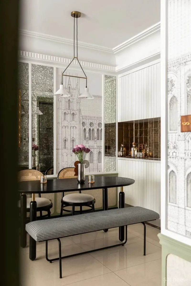 90㎡复古混搭浪漫精致室内设计