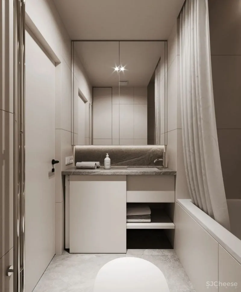 40㎡ 小公寓，客厅加个帘子做隔墙，一房能变两房用