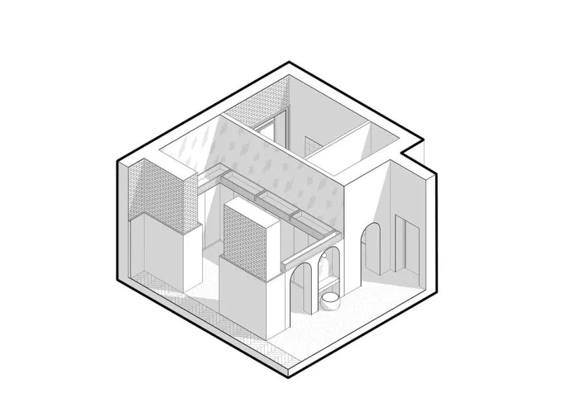 三个拱形门通往三个天地,一张双人床斜放在客厅!