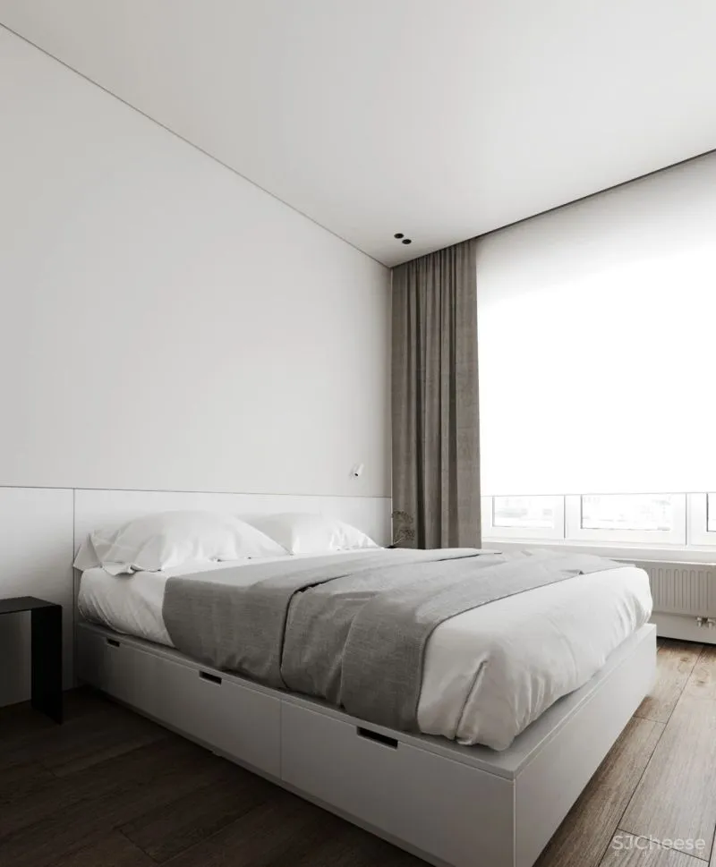 40㎡ 小公寓，客厅加个帘子做隔墙，一房能变两房用