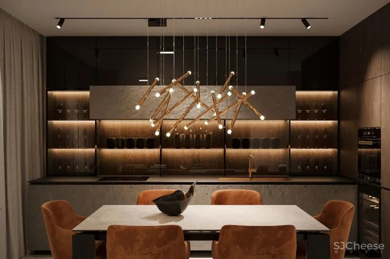 156㎡深棕极简美学,轻奢的气质体现