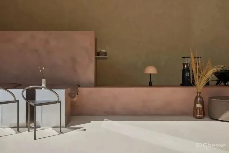 粉红色的石膏柜台,清新自然,现代感与田园风格完美融合