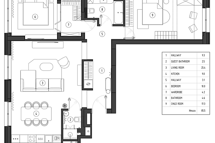 90㎡ 两室一厅,拱形元素的时尚应用,清爽又个性!