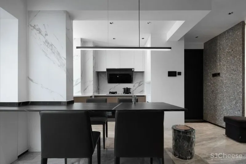 黑、白、灰、木，简练时尚的现代空间｜迪尚设计