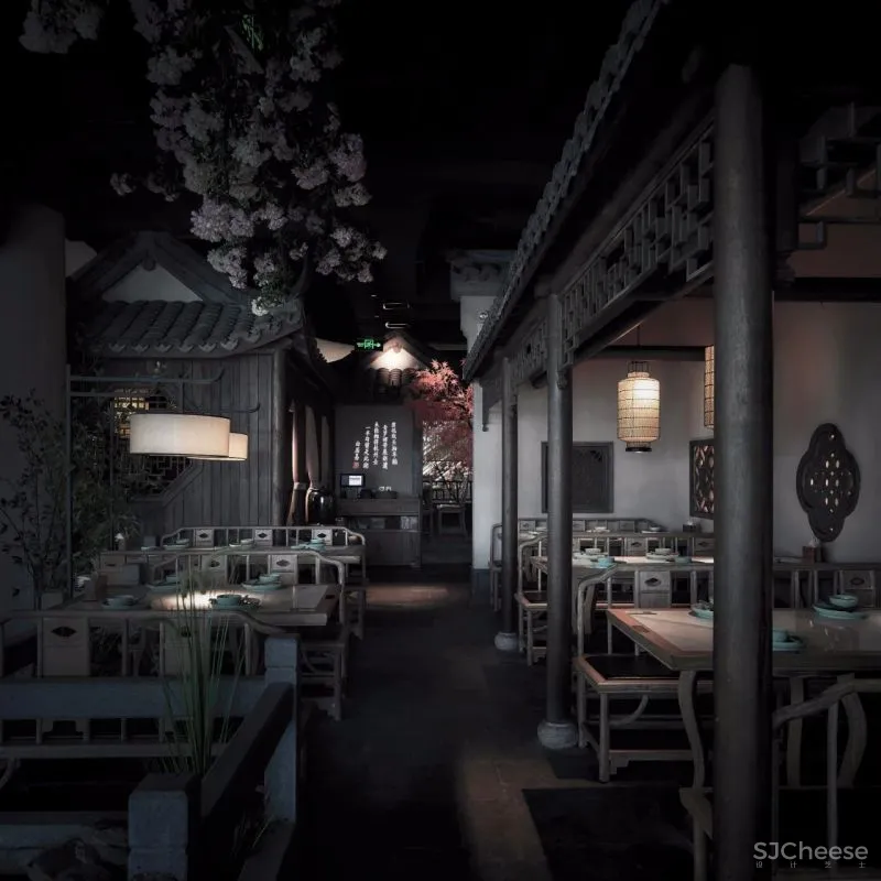 借鉴江南院落概念,引入徽派建筑意境