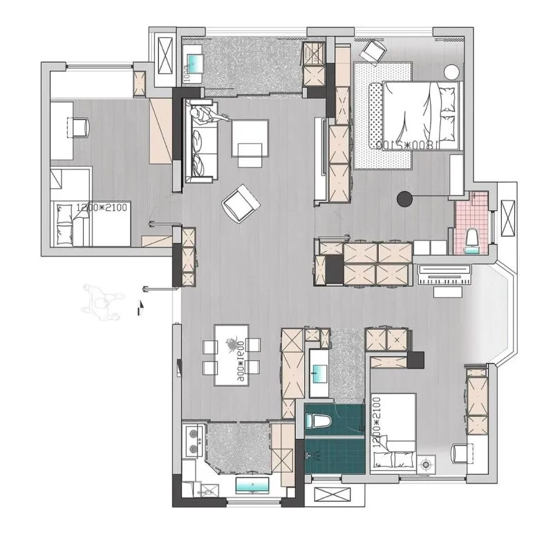 豆绿浅粉 蜂蜜色,折衷主义现代格调 禄本设计