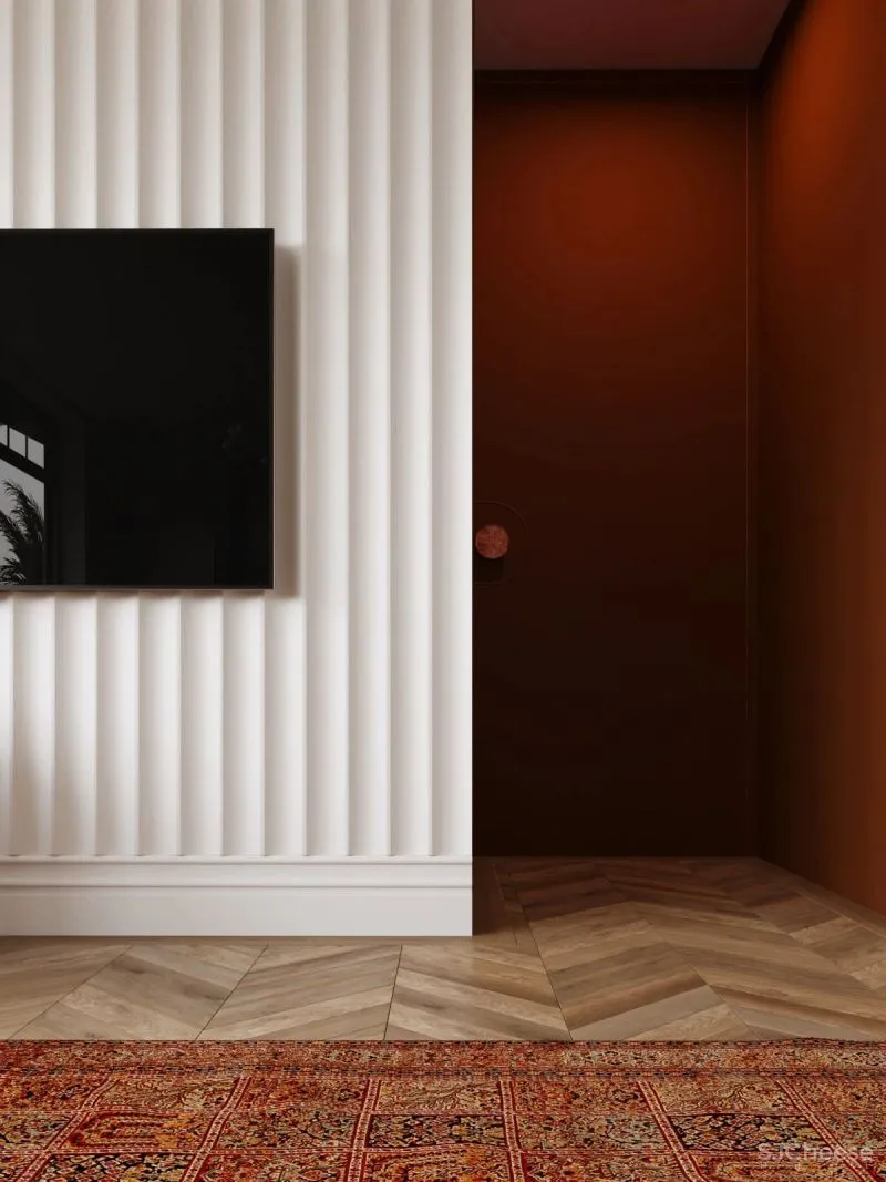 大户型下的浓郁枫叶红,留存满室的明朗光泽!