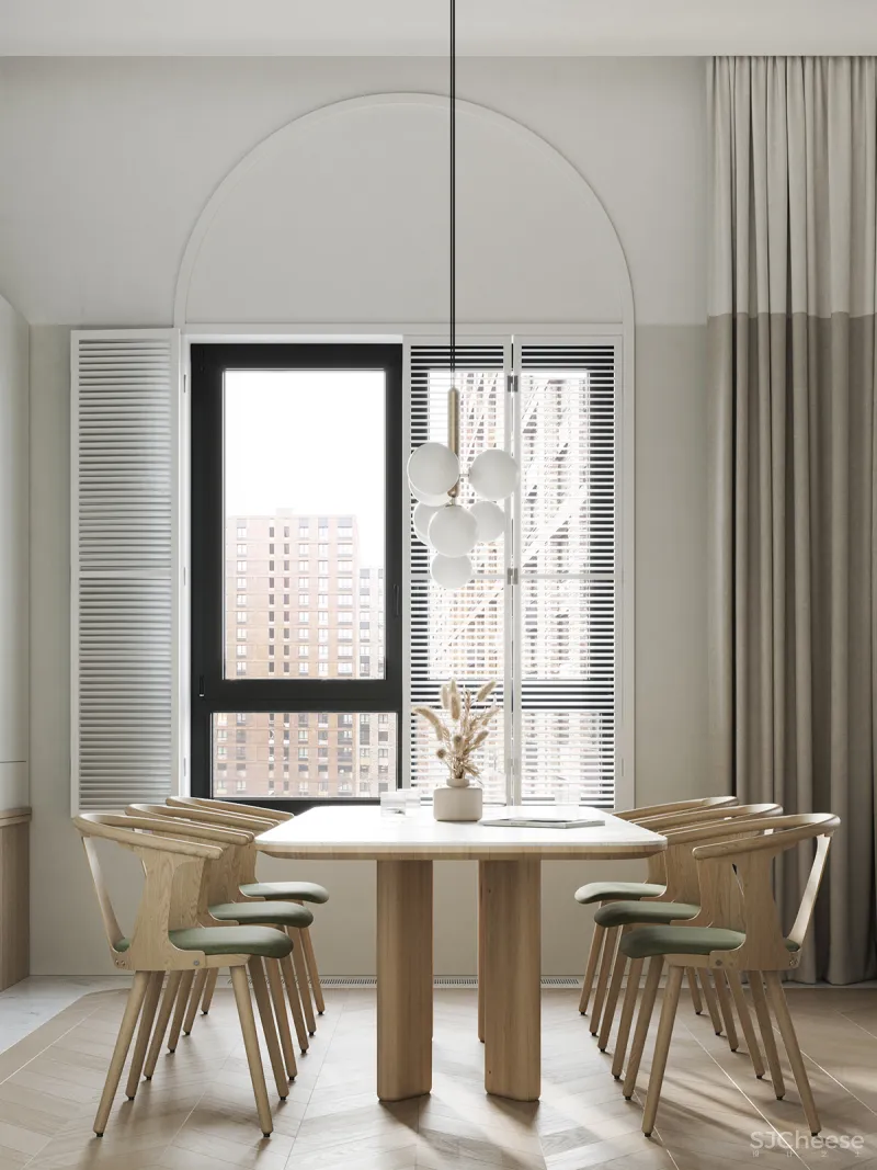 90㎡ 两室一厅,拱形元素的时尚应用,清爽又个性!