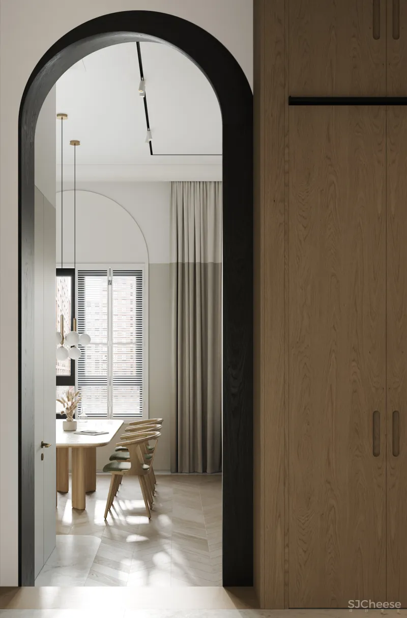 90㎡ 两室一厅,拱形元素的时尚应用,清爽又个性!