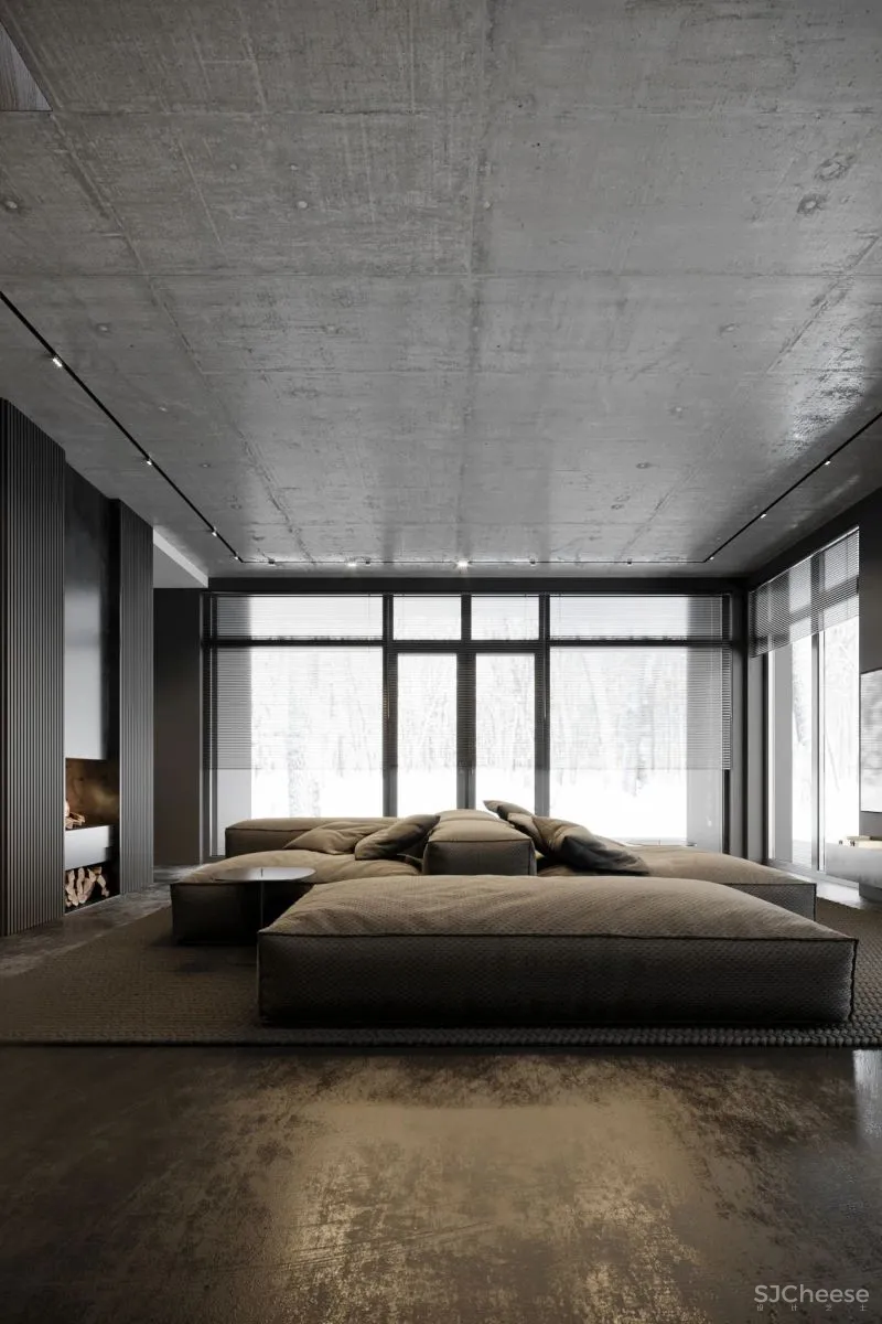 高级灰复式公寓,混凝土这么用简单又大气