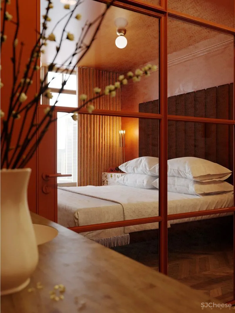 大户型下的浓郁枫叶红,留存满室的明朗光泽!