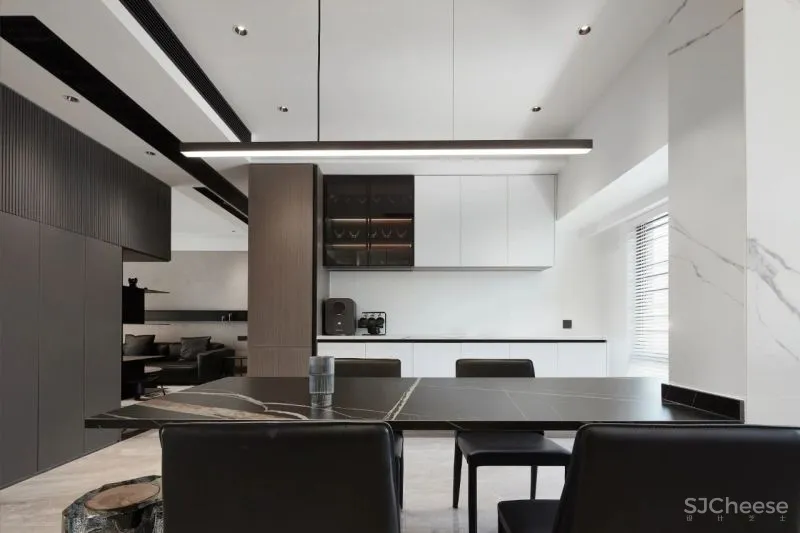 黑、白、灰、木，简练时尚的现代空间｜迪尚设计