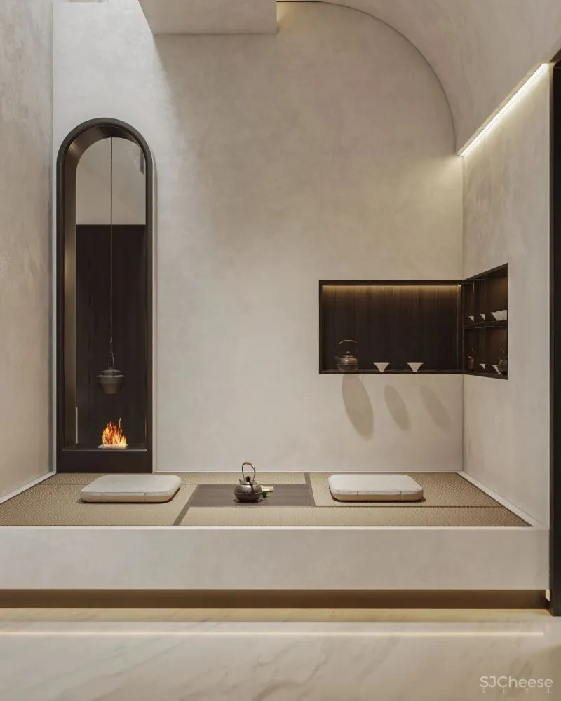 茧界设计:暖色调的油画美墅,尽显极简平衡之美!