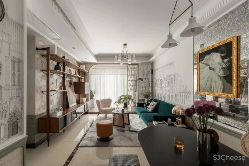 90㎡复古混搭浪漫精致室内设计