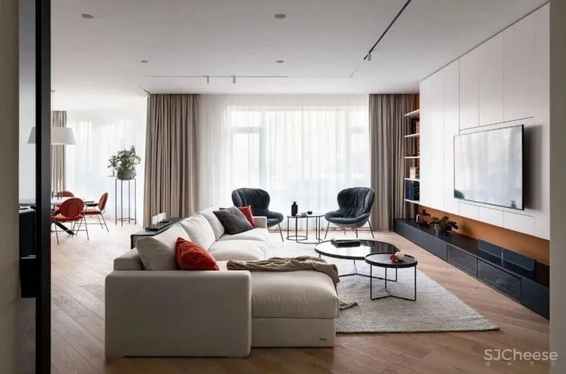 现代风二居室,墙面这样做储物好看又实用