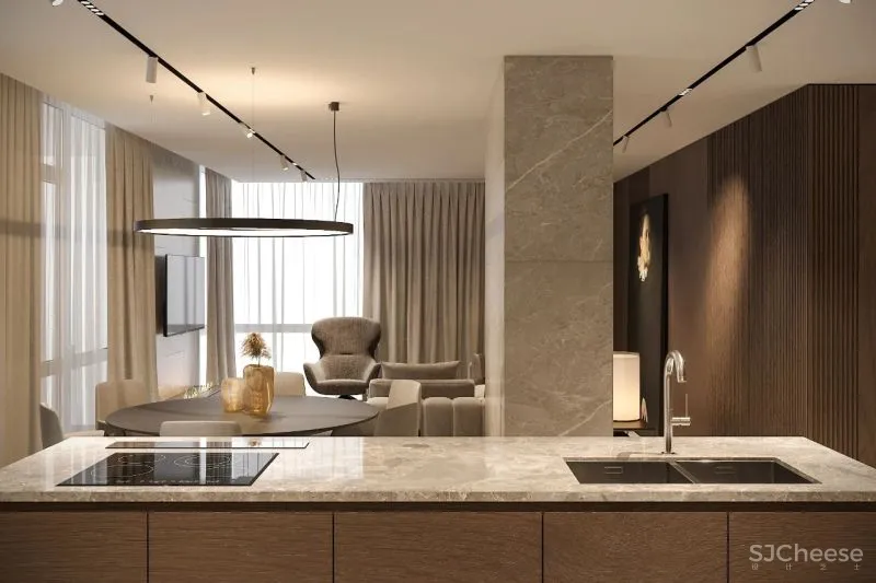 156㎡深棕极简美学,轻奢的气质体现