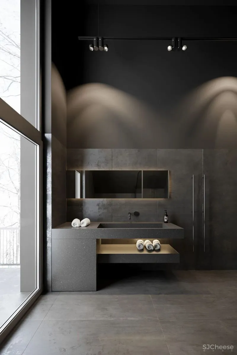 高级灰复式公寓,混凝土这么用简单又大气