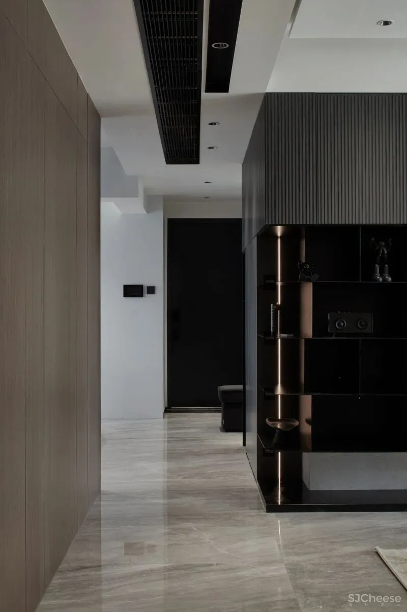 黑、白、灰、木，简练时尚的现代空间｜迪尚设计