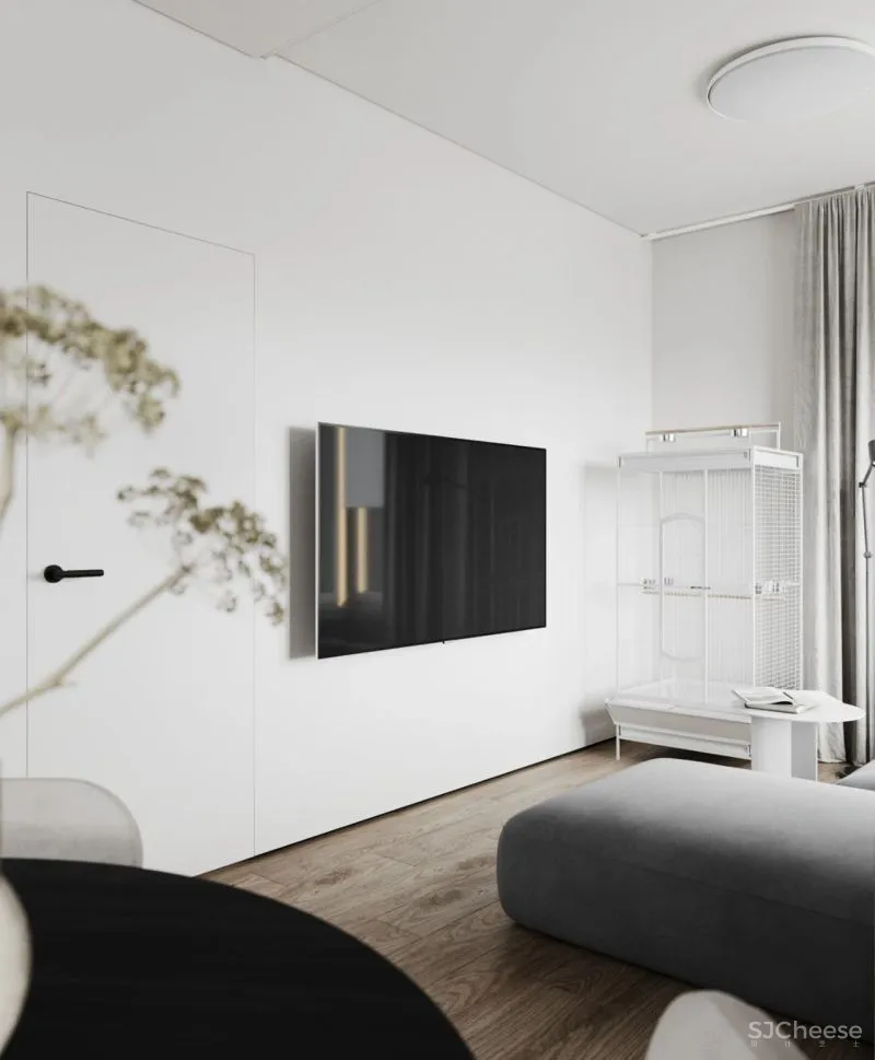 40㎡ 小公寓，客厅加个帘子做隔墙，一房能变两房用