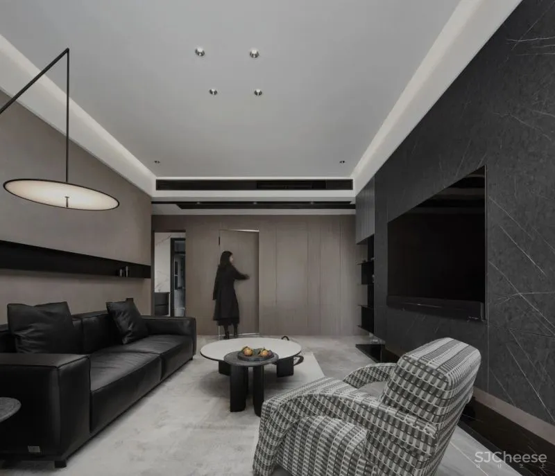 黑、白、灰、木，简练时尚的现代空间｜迪尚设计