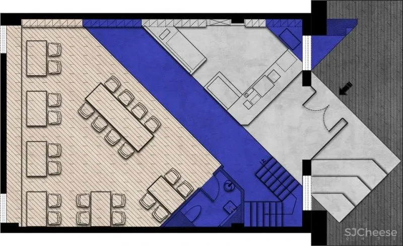 新作 立方体的重构 理想之蓝咖啡，青岛 开尺设计事务所