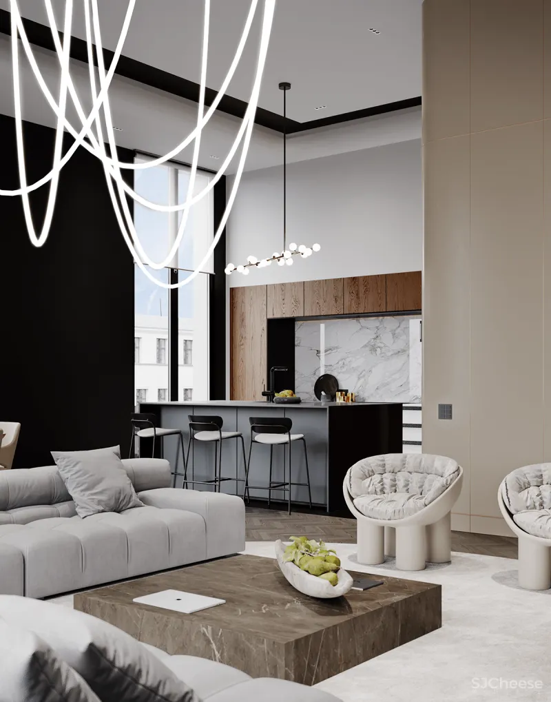 305㎡简约顶层公寓,轻奢之家!