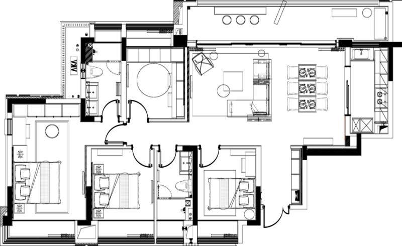 浅色灰调 木饰面,打造152㎡都市未来感家宅 库玛设计