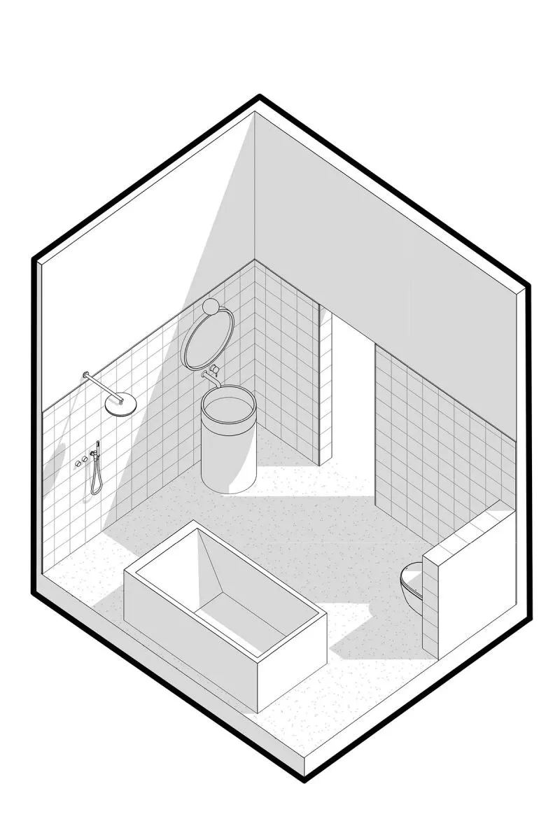 三个拱形门通往三个天地,一张双人床斜放在客厅!