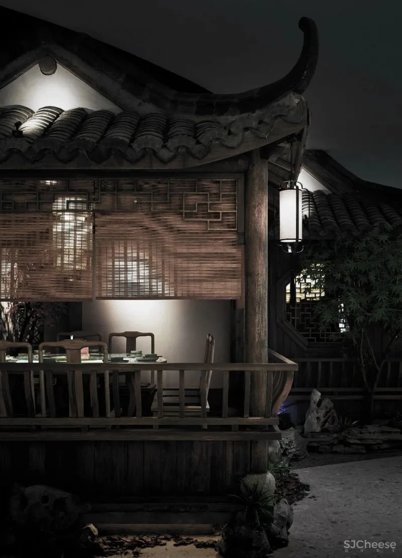 借鉴江南院落概念,引入徽派建筑意境