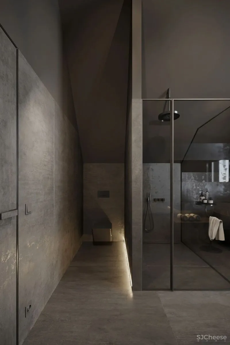 高级灰复式公寓,混凝土这么用简单又大气