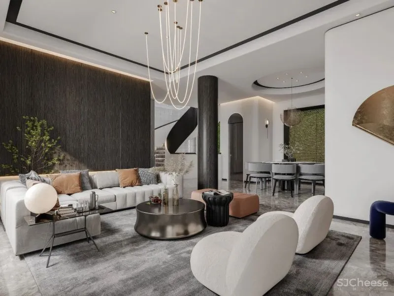 茧界设计:暖色调的油画美墅,尽显极简平衡之美!