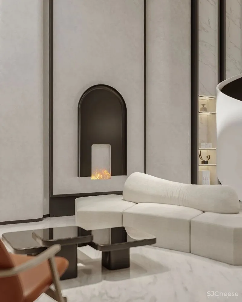 茧界设计:暖色调的油画美墅,尽显极简平衡之美!