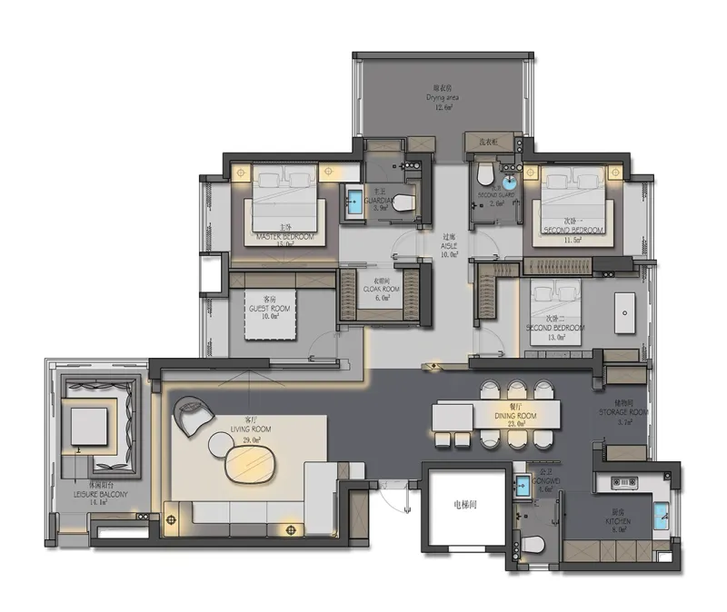 206㎡简约大平层,打破常规、简单纯粹!