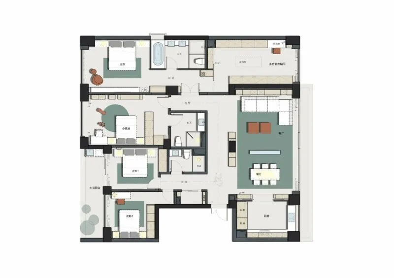【新作】丨葛贺：270㎡平层实景，恰到好处的精致